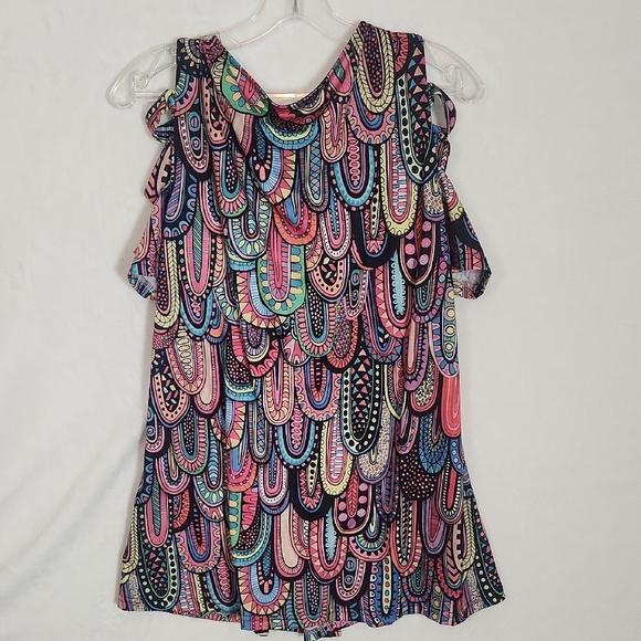 Multicolor Paisley Flutter Sleeve Off the Shoulder Top Size Small - Picture 5 of 9